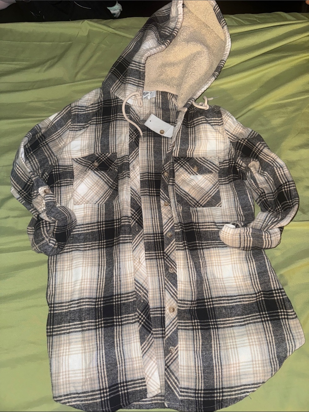 Just Polly Flannel Hoodie – Size Medium